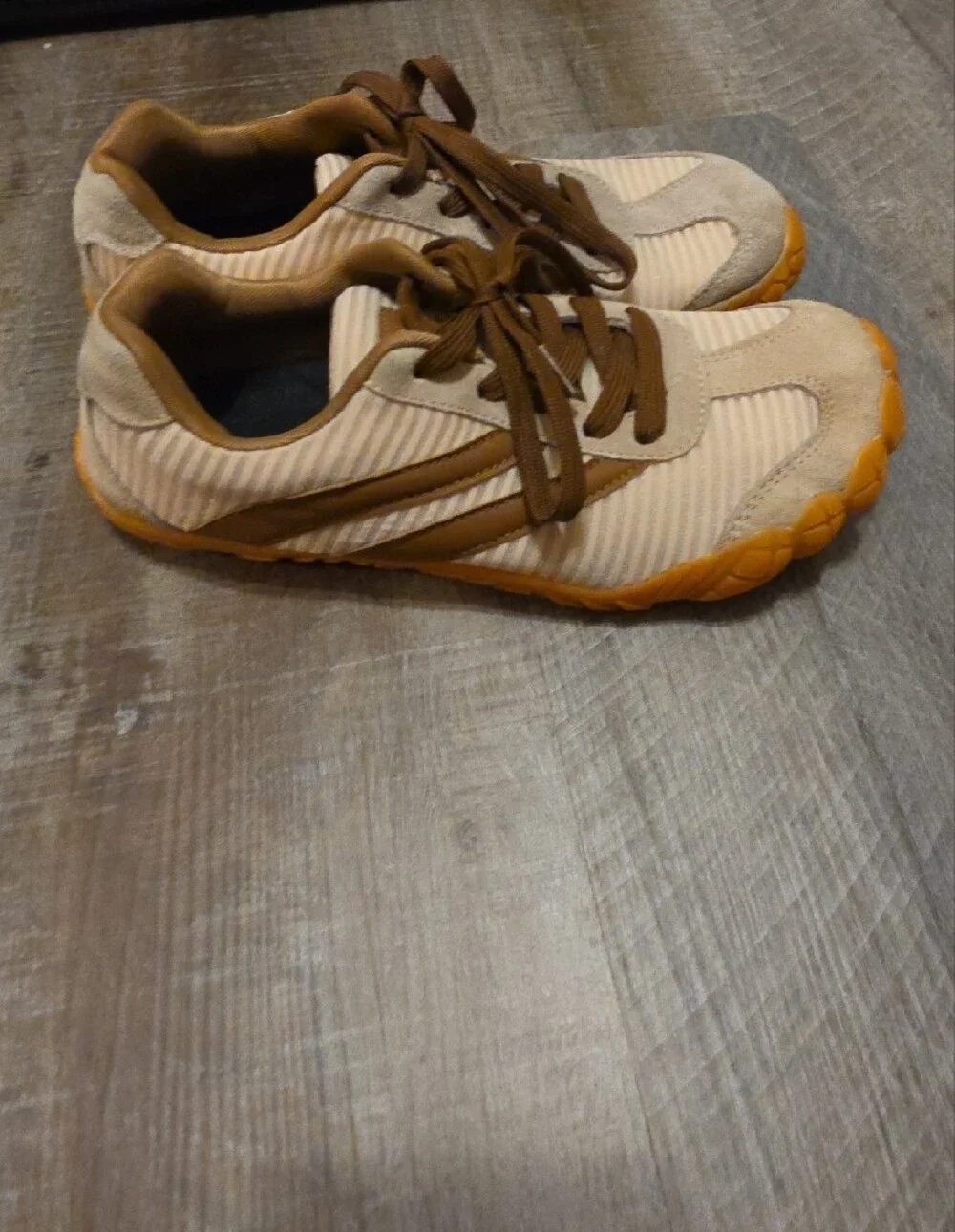 Kids Brown and Tan Sneakers - Lightweight Casual Shoes